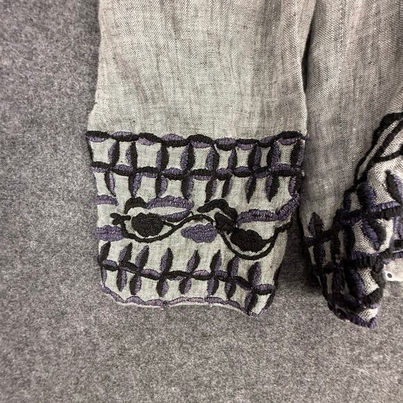 Roberta‎ Roller Rabbit 100% Linen Leaf Embroidered Blazer Cardigan Womens M/L - Picture 7 of 11